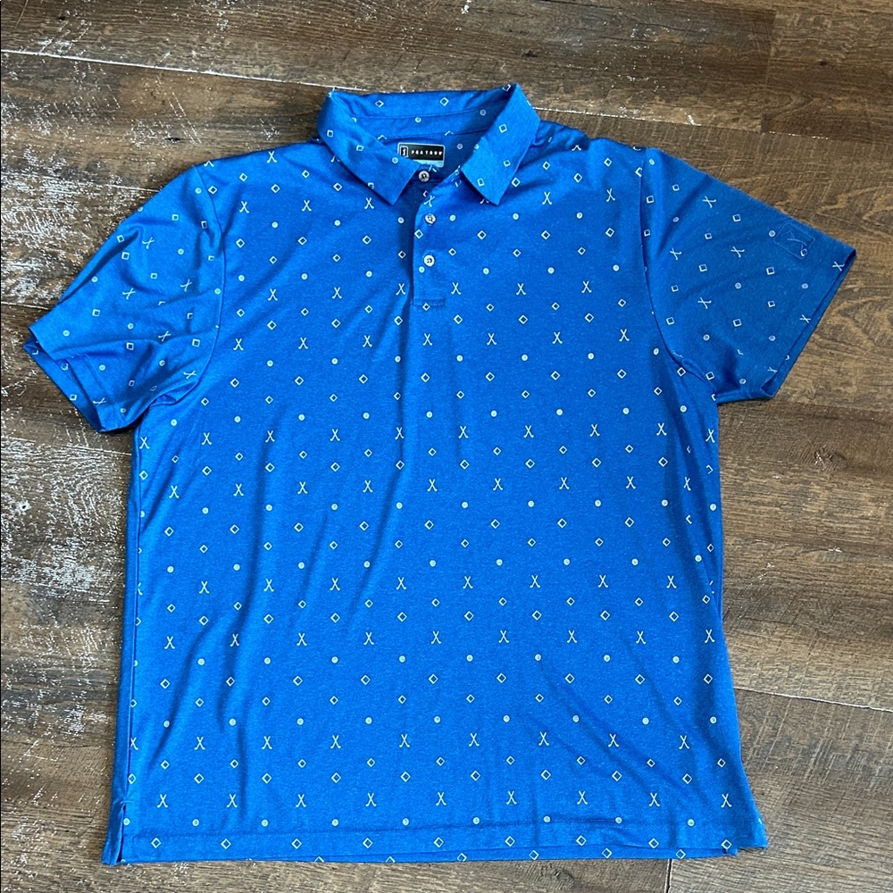 PGA Tour Mens XXL Golf Polo Short‎ Sleeve Blue super soft easy care stretch